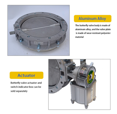 Aluminum Alloy Butterfly Valves For Cement Silo Hopper Pneumatic Drive And ODM Support